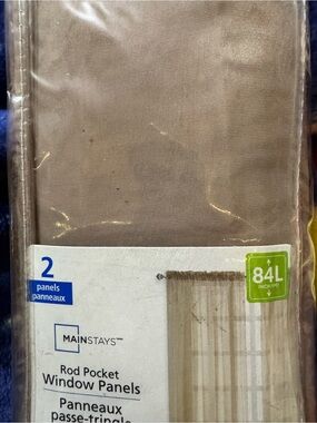 Mainstays Taupe Rod Pocket Window Panels - Neutral Brown Tone (Set of 2)
